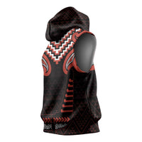 Maori Waitangi Sleeveless Hoodie Kotahitanga Poutama Mix Whakairo - Polynesian Pride