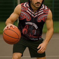 Maori Waitangi Sleeveless Zip Hoodie Kotahitanga Poutama Mix Whakairo - Polynesian Pride