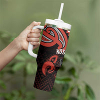 Maori Waitangi Tumbler With Handle Kotahitanga Poutama Mix Whakairo - Polynesian Pride