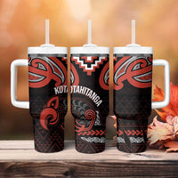Maori Waitangi Tumbler With Handle Kotahitanga Poutama Mix Whakairo - Polynesian Pride