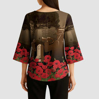 Australia - New Zealand ANZAC Lone Pine Kimono Sleeve Blouse The Last Post LT7 - Polynesian Pride