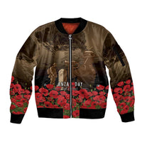 Australia - New Zealand ANZAC Lone Pine Sleeve Zip Bomber Jacket The Last Post LT7 Unisex Old Gold - Polynesian Pride