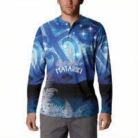 NZ Maori Matariki Scenery Button Sweatshirt Galaxy Sky LT7 - Polynesian Pride