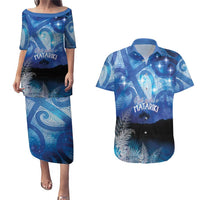 NZ Maori Matariki Scenery Couples Matching Puletasi and Hawaiian Shirt Galaxy Sky LT7 Galaxy - Polynesian Pride