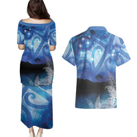 NZ Maori Matariki Scenery Couples Matching Puletasi and Hawaiian Shirt Galaxy Sky LT7 - Polynesian Pride