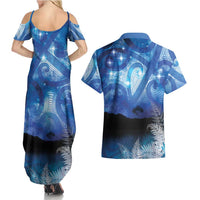 NZ Maori Matariki Scenery Couples Matching Summer Maxi Dress and Hawaiian Shirt Galaxy Sky LT7 - Polynesian Pride