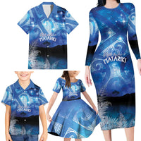 NZ Maori Matariki Scenery Family Matching Long Sleeve Bodycon Dress and Hawaiian Shirt Galaxy Sky