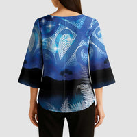 NZ Maori Matariki Scenery Kimono Sleeve Blouse Galaxy Sky LT7 - Polynesian Pride