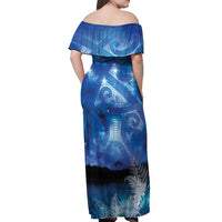 NZ Maori Matariki Scenery Off Shoulder Maxi Dress Galaxy Sky LT7 - Polynesian Pride