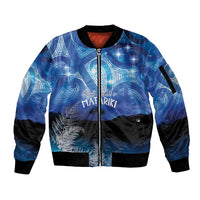 NZ Maori Matariki Scenery Sleeve Zip Bomber Jacket Galaxy Sky LT7 Unisex Galaxy - Polynesian Pride