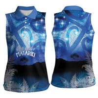 NZ Maori Matariki Scenery Women Sleeveless Polo Shirt Galaxy Sky LT7 - Polynesian Pride