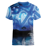 NZ Maori Matariki Scenery Women V-Neck T-Shirt Galaxy Sky LT7 - Polynesian Pride