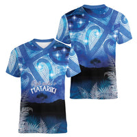 NZ Maori Matariki Scenery Women V-Neck T-Shirt Galaxy Sky LT7 - Polynesian Pride