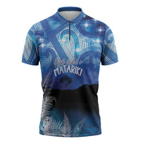 NZ Maori Matariki Scenery Zipper Polo Shirt Galaxy Sky LT7 Galaxy - Polynesian Pride