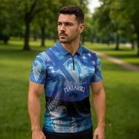 NZ Maori Matariki Scenery Zipper Polo Shirt Galaxy Sky LT7 - Polynesian Pride