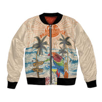 Personalized Christmas In July - Hawaii Retro Bomber Jacket Lost In Parrot-dise
