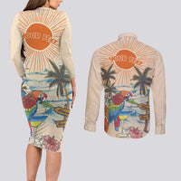 Personalized Christmas In July - Hawaii Retro Couples Matching Long Sleeve Bodycon Dress and Long Sleeve Button Shirt Lost In Parrot-dise LT7 - Polynesian Pride