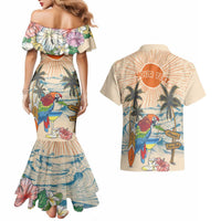 Personalized Christmas In July - Hawaii Retro Couples Matching Mermaid Dress and Hawaiian Shirt Lost In Parrot-dise LT7 - Polynesian Pride