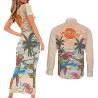 Personalized Christmas In July - Hawaii Retro Couples Matching Short Sleeve Bodycon Dress and Long Sleeve Button Shirt Lost In Parrot-dise LT7 - Polynesian Pride