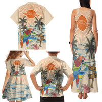 Personalized Christmas In July - Hawaii Retro Family Matching Tank Maxi Dress and Hawaiian Shirt Lost In Parrot-dise