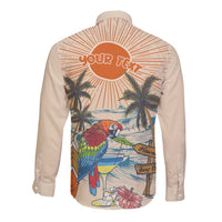 Personalized Christmas In July - Hawaii Retro Long Sleeve Button Shirt Lost In Parrot-dise LT7 - Polynesian Pride
