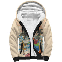 Personalized Christmas In July - Hawaii Retro Sherpa Hoodie Lost In Parrot-dise