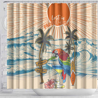 Christmas In July - Hawaii Retro Shower Curtain Lost In Parrot-dise