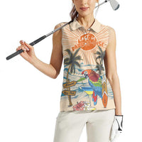 Personalized Christmas In July - Hawaii Retro Women Sleeveless Polo Shirt Lost In Parrot-dise