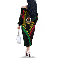 Personalised Vanuatu Off The Shoulder Long Sleeve Dress 43rd Hapi Indipendens Long LT7 - Polynesian Pride