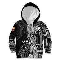 Fiji Rugby Personalised Bula Masi Kid Hoodie Fish Tail Kaivity Cibi - Black