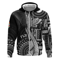 Fiji Rugby Personalised Bula Masi Zip Hoodie Fish Tail Kaivity Cibi - Black LT7 Zip Hoodie Black - Polynesian Pride