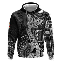 Fiji Rugby Personalised Bula Masi Zip Hoodie Fish Tail Kaivity Cibi - Black LT7 Pullover Hoodie Black - Polynesian Pride