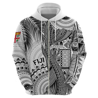Fiji Rugby Personalised Bula Masi Zip Hoodie Fish Tail Kaivity Cibi - White LT7 - Polynesian Pride