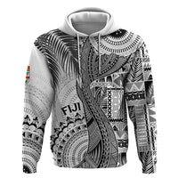 Fiji Rugby Personalised Bula Masi Zip Hoodie Fish Tail Kaivity Cibi - White LT7 Pullover Hoodie White - Polynesian Pride