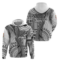Fiji Rugby Personalised Bula Masi Zip Hoodie Fish Tail Kaivity Cibi - White LT7 - Polynesian Pride