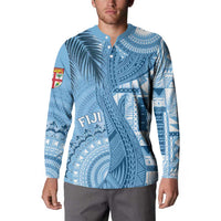 Fiji Rugby Personalised Bula Masi Button Sweatshirt Fish Tail Kaivity Cibi - Turquoise
