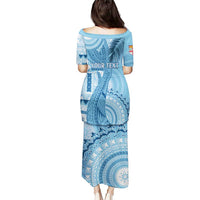 Fiji Rugby Personalised Bula Masi Puletasi Fish Tail Kaivity Cibi - Turquoise