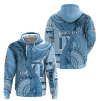Fiji Rugby Personalised Bula Masi Zip Hoodie Fish Tail Kaivity Cibi - Turquoise LT7 - Polynesian Pride