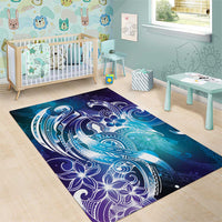 Aloha Hawaii Turtle Area Rug Teal Purple Ribbon - Polynesian Pride