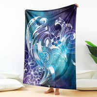 Aloha Hawaii Turtle Blanket Teal Purple Ribbon - Polynesian Pride