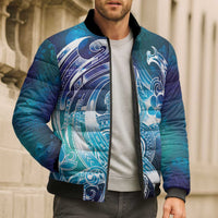 Aloha Hawaii Turtle Bomber Puffer Jacket Teal Purple Ribbon LT7 - Polynesian Pride