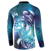 Aloha Hawaii Turtle Button Sweatshirt Teal Purple Ribbon LT7 - Polynesian Pride