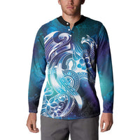 Aloha Hawaii Turtle Button Sweatshirt Teal Purple Ribbon LT7 - Polynesian Pride