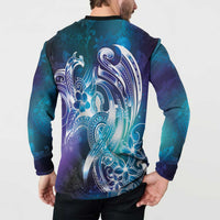 Aloha Hawaii Turtle Button Sweatshirt Teal Purple Ribbon LT7 - Polynesian Pride