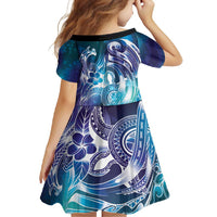 Aloha Hawaii Turtle Family Matching Summer Maxi Dress and Hawaiian Shirt Teal Purple Ribbon - Polynesian Pride