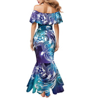Aloha Hawaii Turtle Mermaid Dress Teal Purple Ribbon - Polynesian Pride