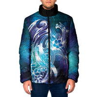 Aloha Hawaii Turtle Padded Jacket Teal Purple Ribbon LT7 Men Purple Teal - Polynesian Pride