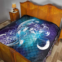 Aloha Hawaii Turtle Quilt Teal Purple Ribbon - Polynesian Pride