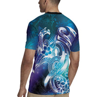 Aloha Hawaii Turtle Rugby Jersey Teal Purple Ribbon LT7 - Polynesian Pride