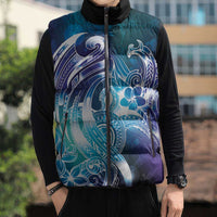 Aloha Hawaii Turtle Sleeveless Puffer Jacket Teal Purple Ribbon LT7 - Polynesian Pride
